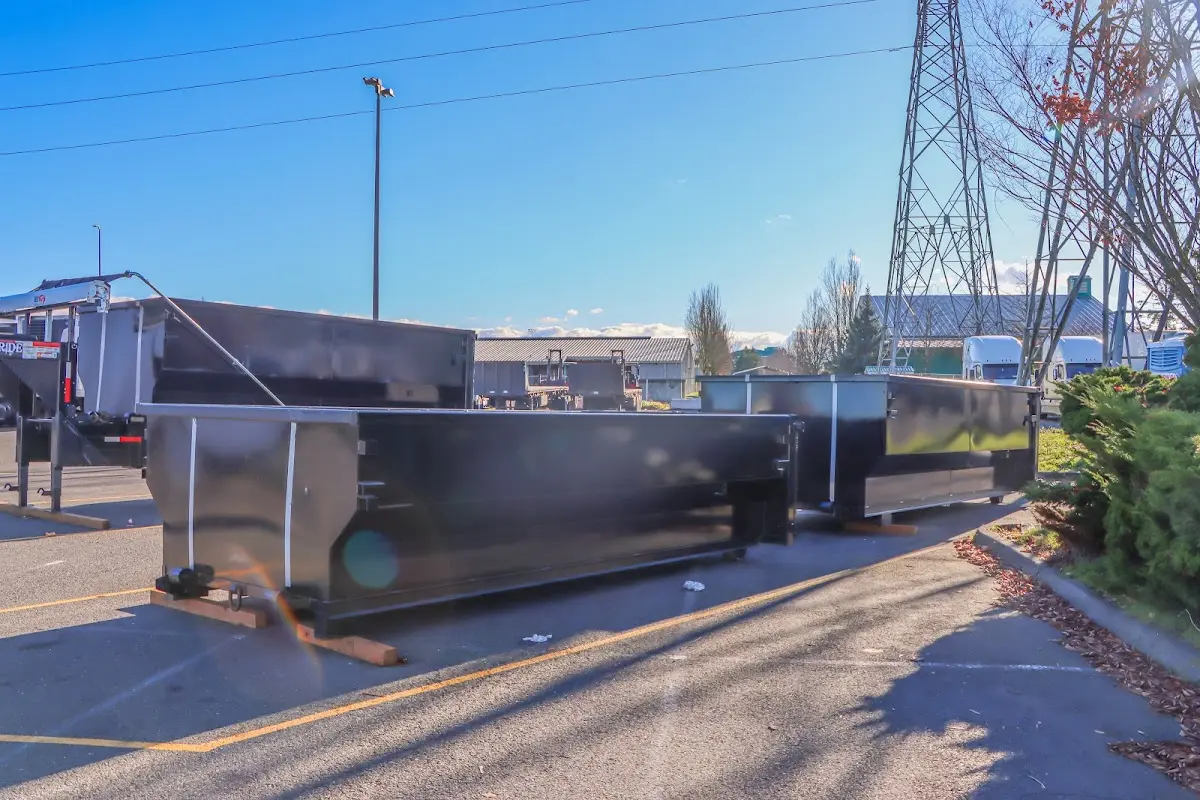 Roll-off dumpster ready for waste disposal at job site for Estate Cleanout Dumpster Rental in London Grove